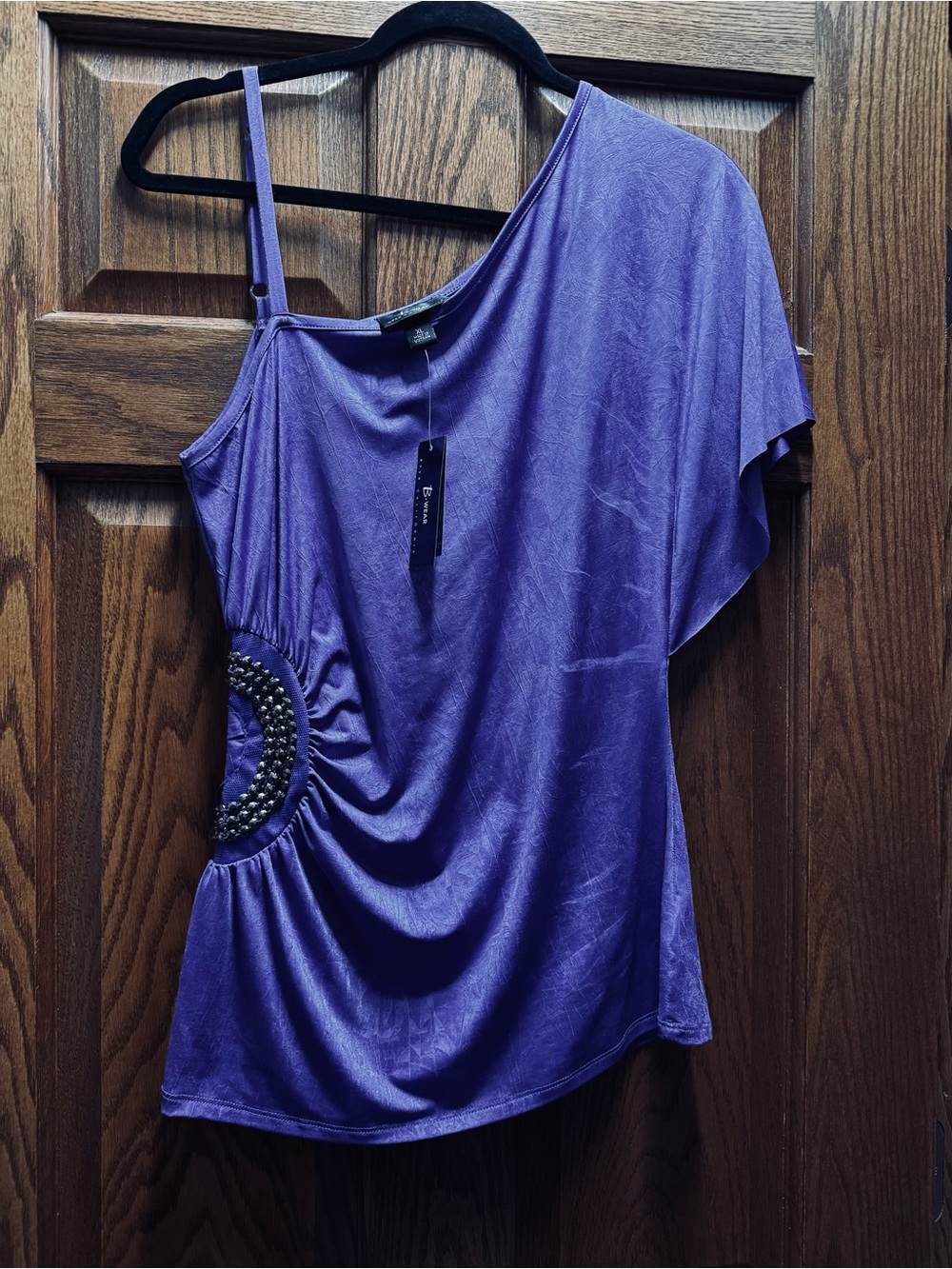 Bwear Purple One-Shoulder Studded Waist Tank Top